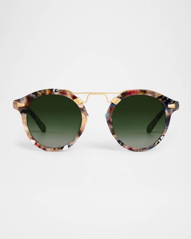 STL II Acetate & Stainless Steel Round Sunglasses